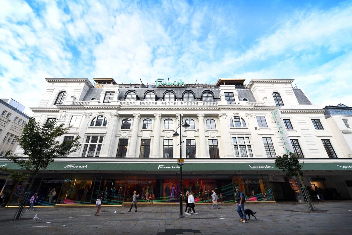 The white frontage of the Fenwick department store on Northumberland Street, Newcastle