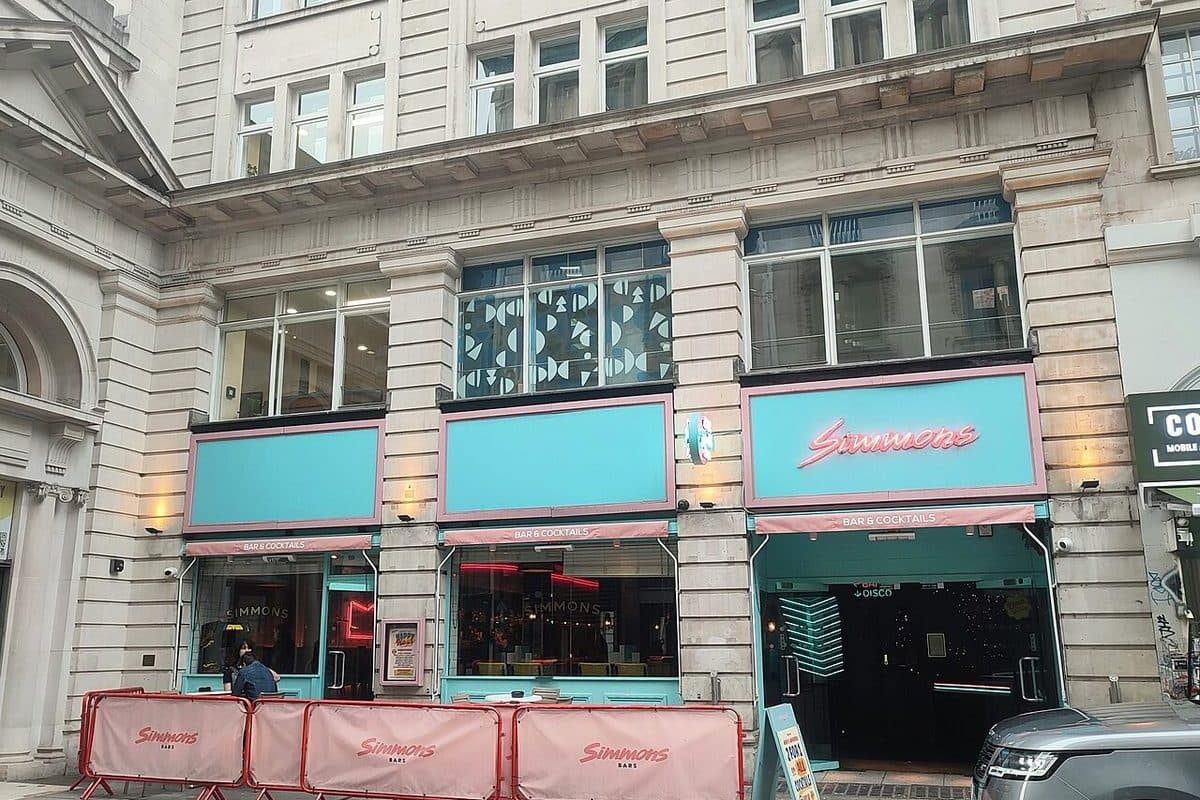 The front of a Simmons cocktail bar in Holborn, London
