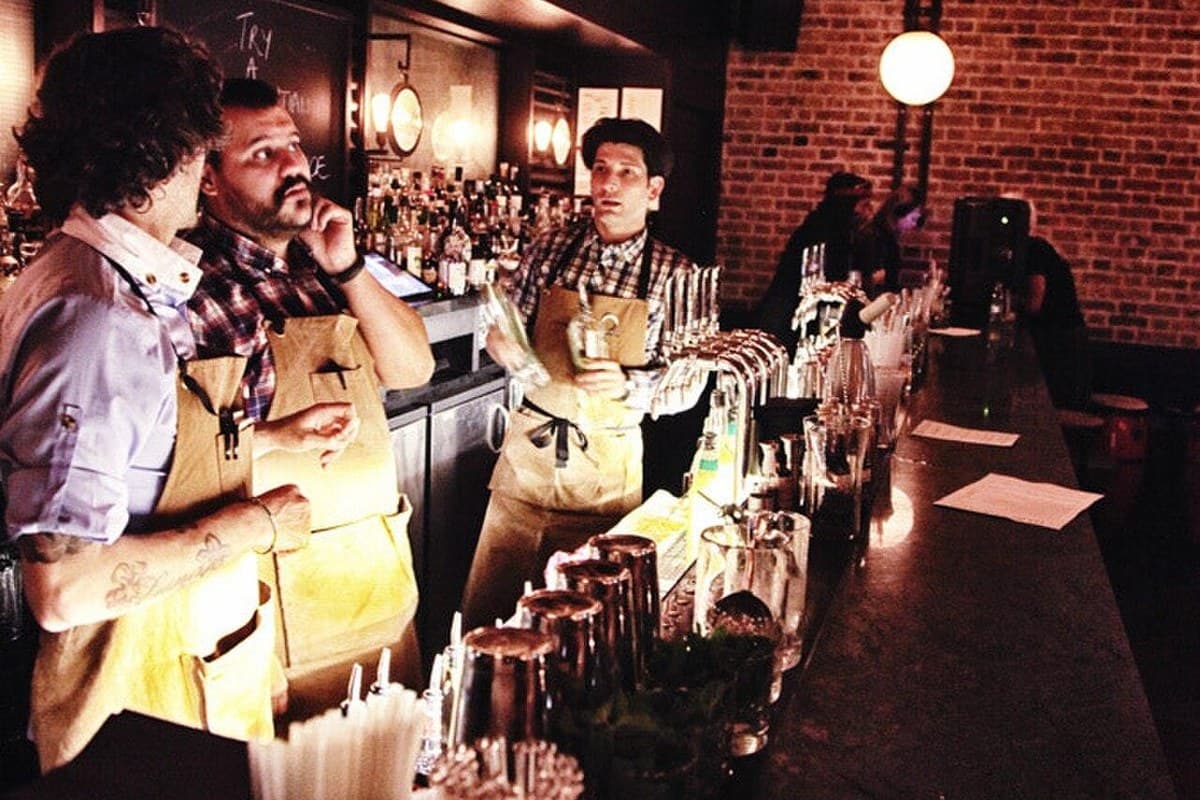 Archive photograph of bar staff at Beagle in Hoxton, illustrating hospitality work