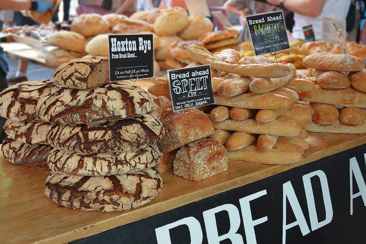 Loaves on Bread Ahead's Borough Market stall