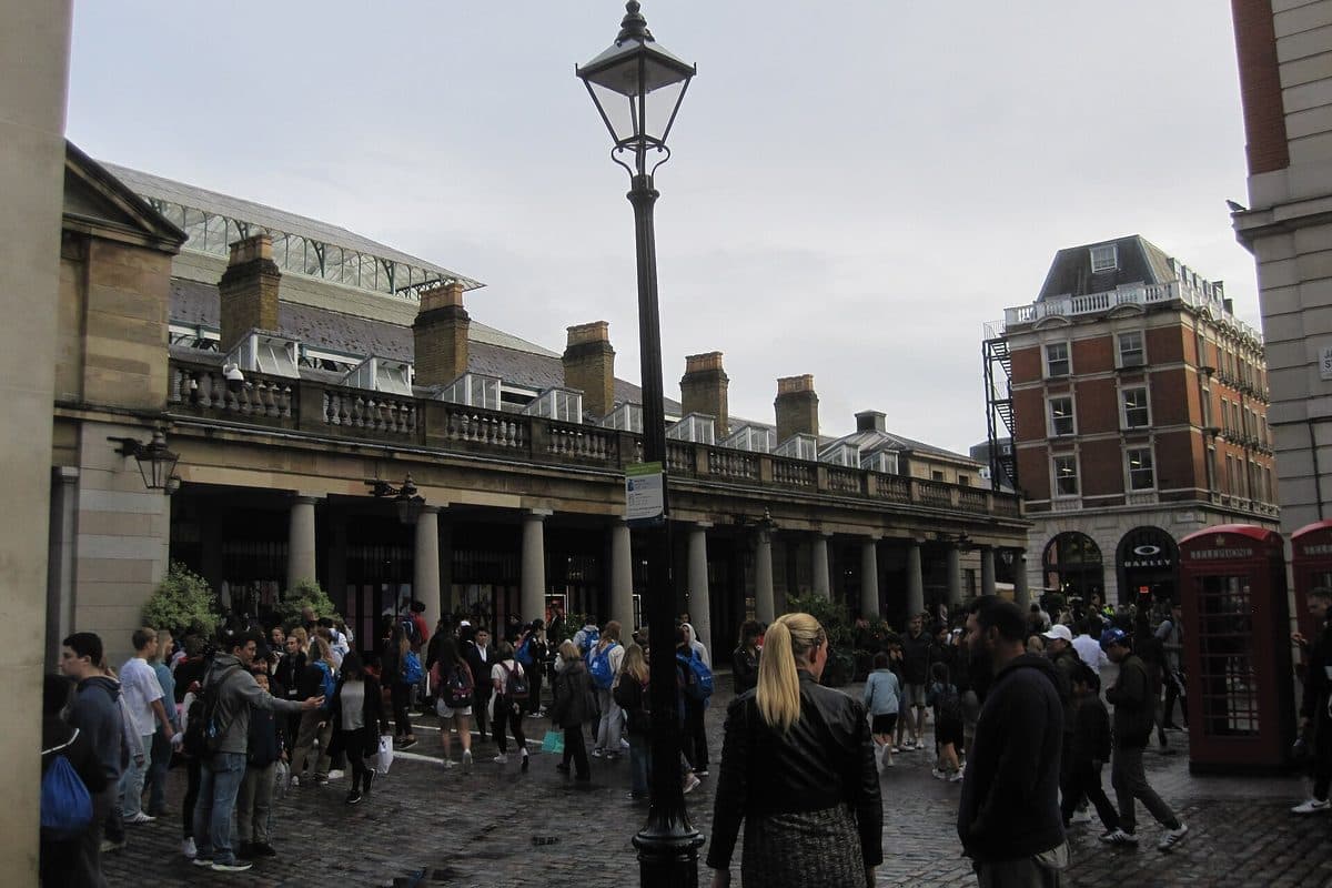 Covent Garden Piazza in London on a grey afternoon