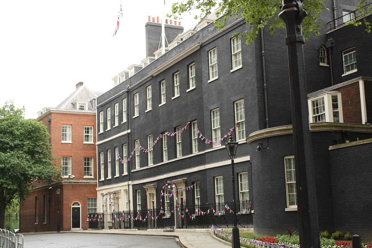 The rear of Downing Street seen from Treasury Green in Westminster