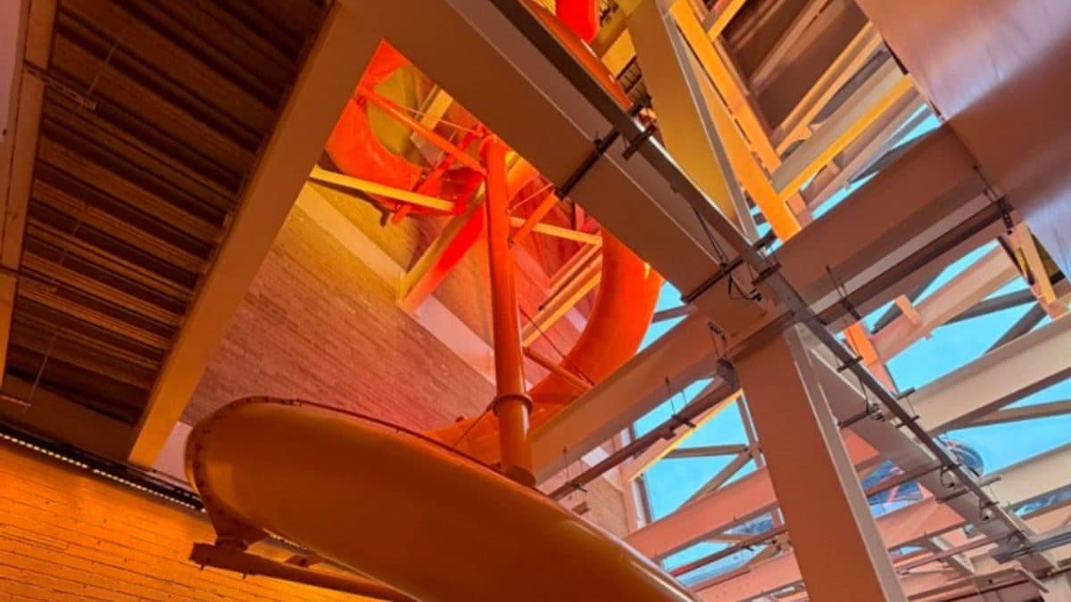The spiral slide at Freight Island in Newcastle