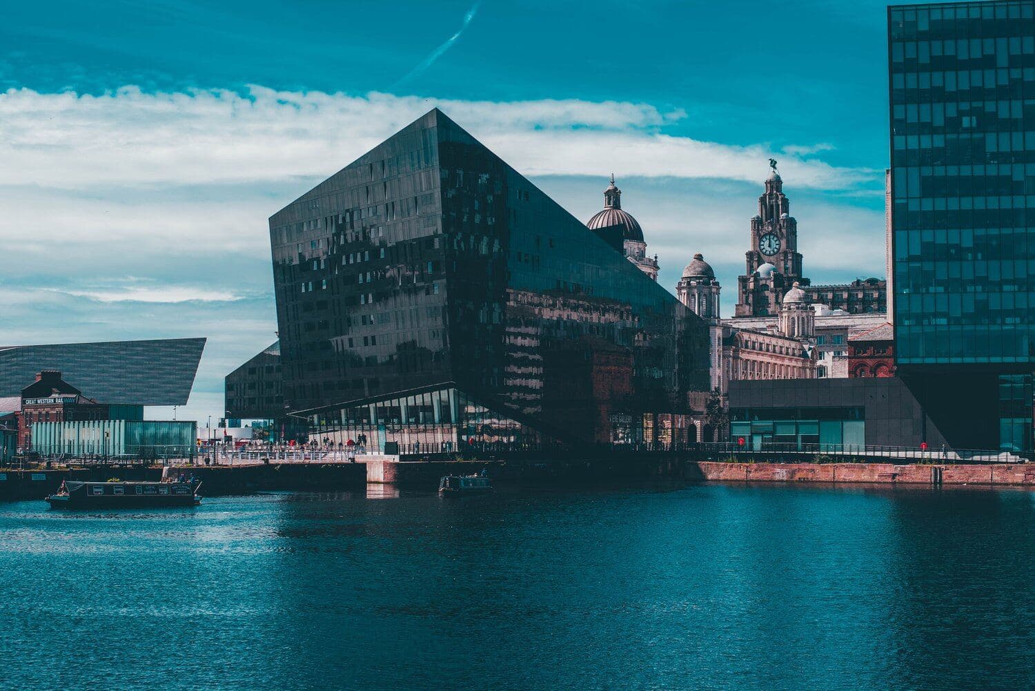 Museum of Liverpool and the Royal Liver Building by the waterfront
