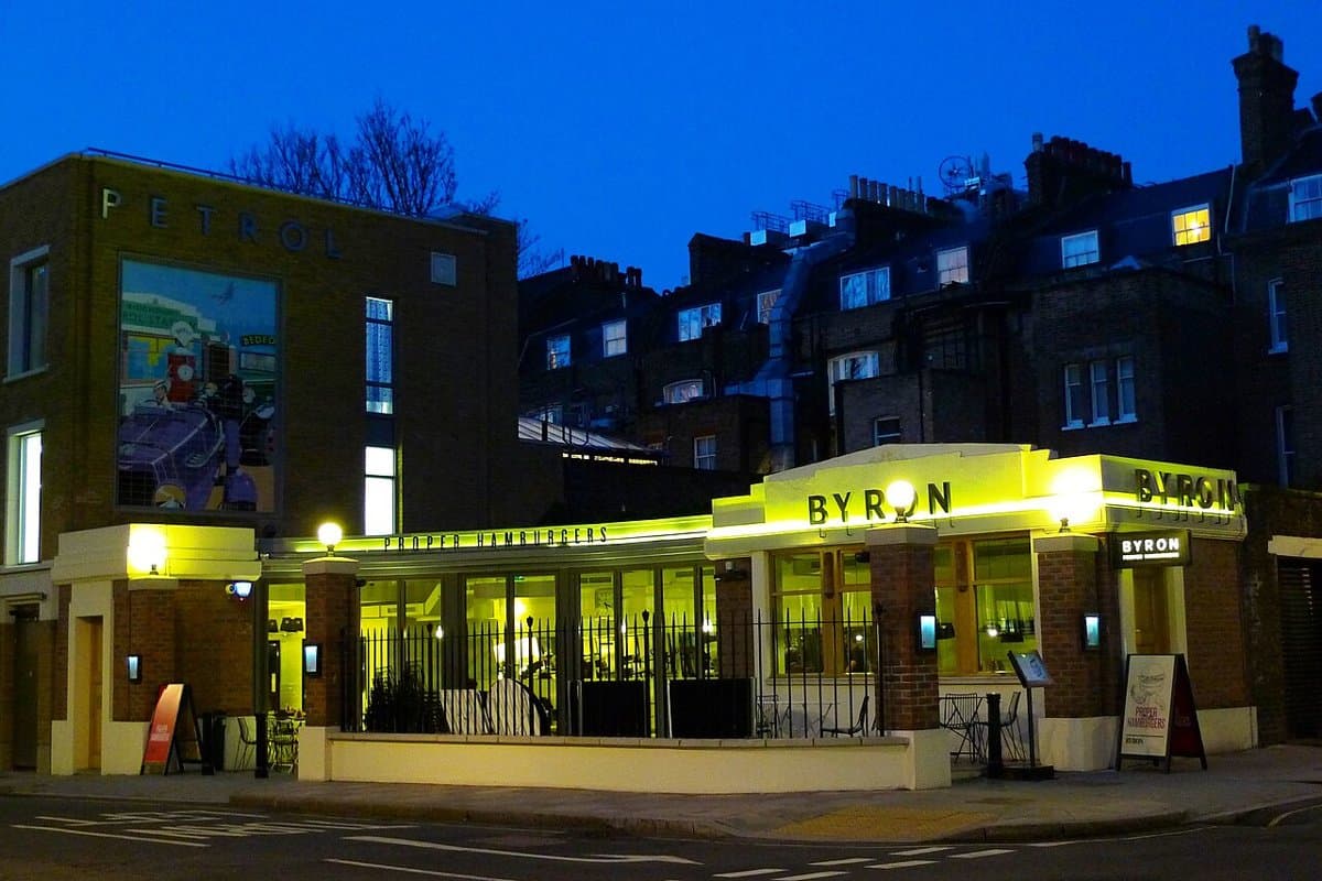 The frontage of a Byron burger restaurant on a London street