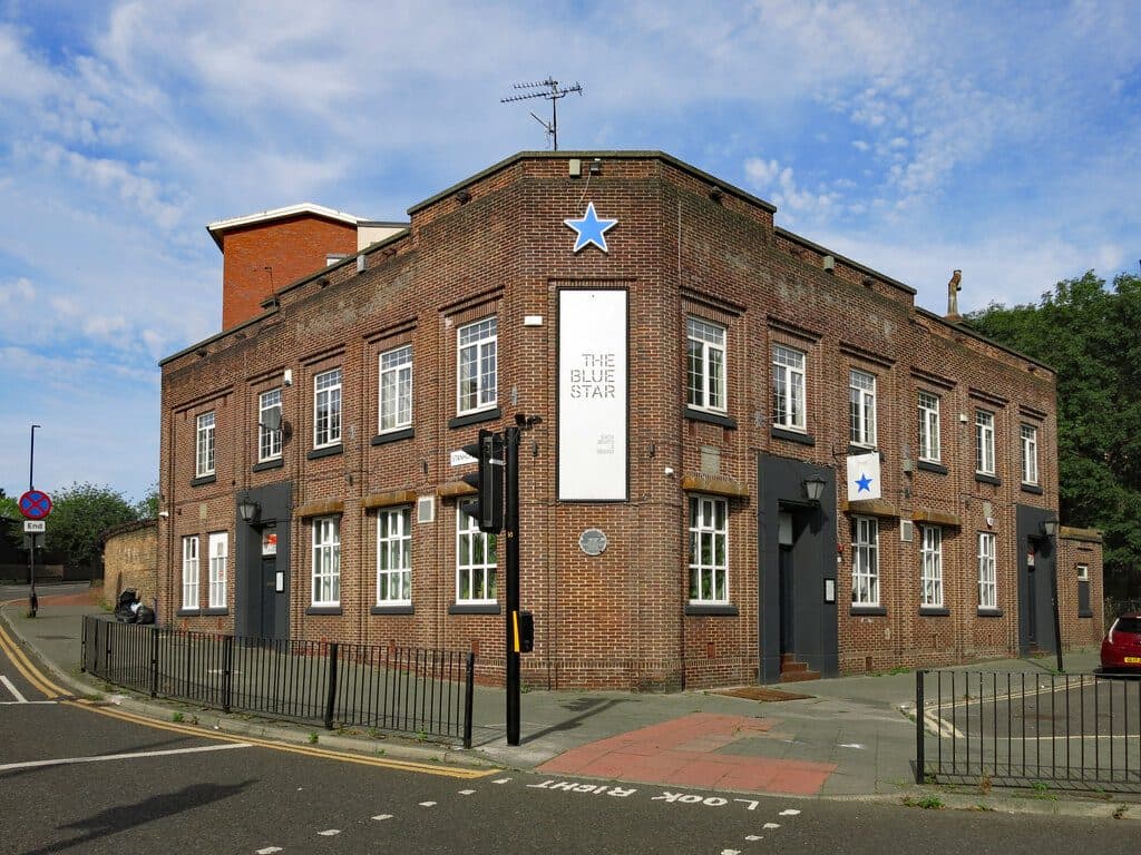The brick corner building of the Blue Star pub on Barrack Road, Newcastle