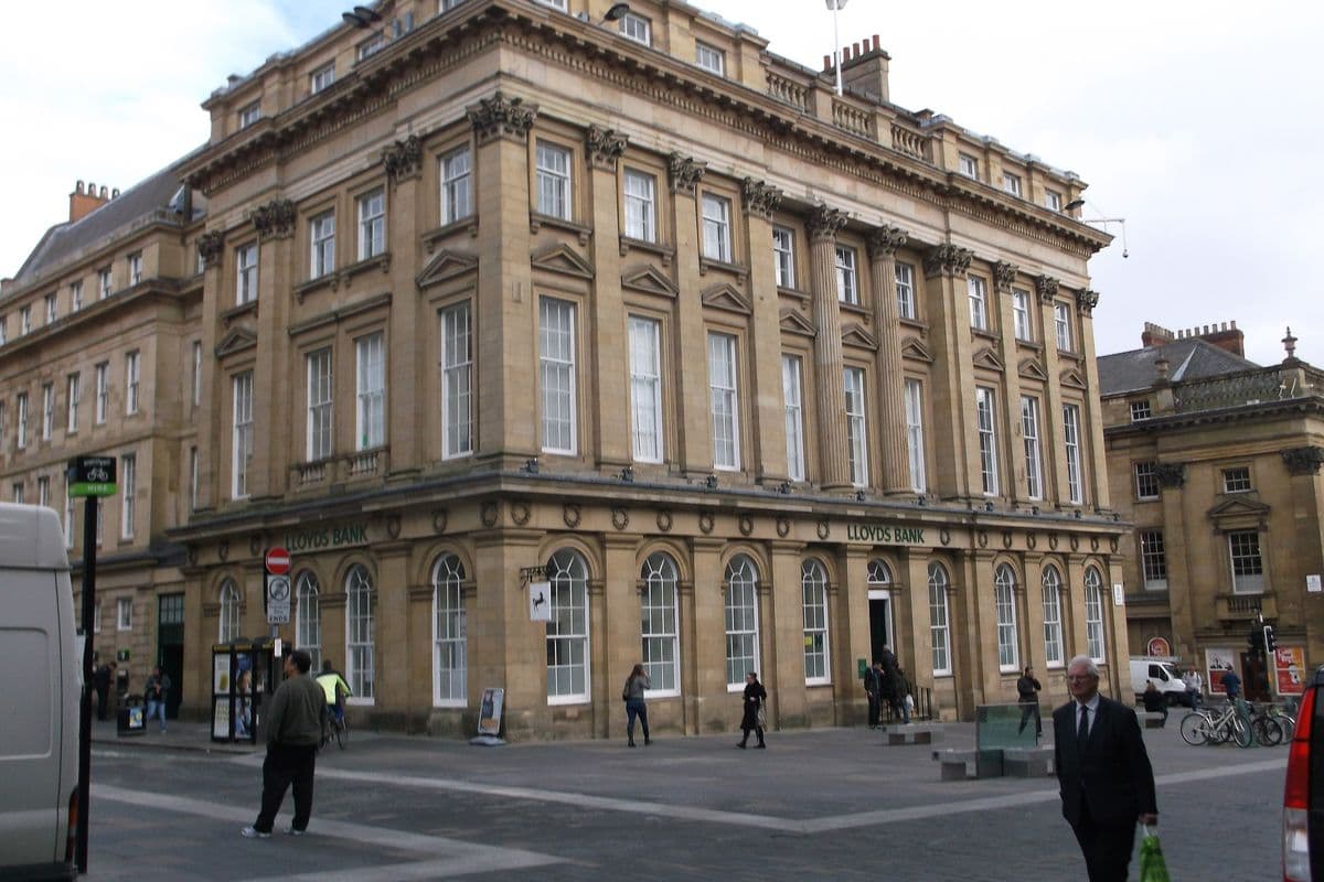 The old Lloyds bank building on the corner of Grey Street, Newcastle