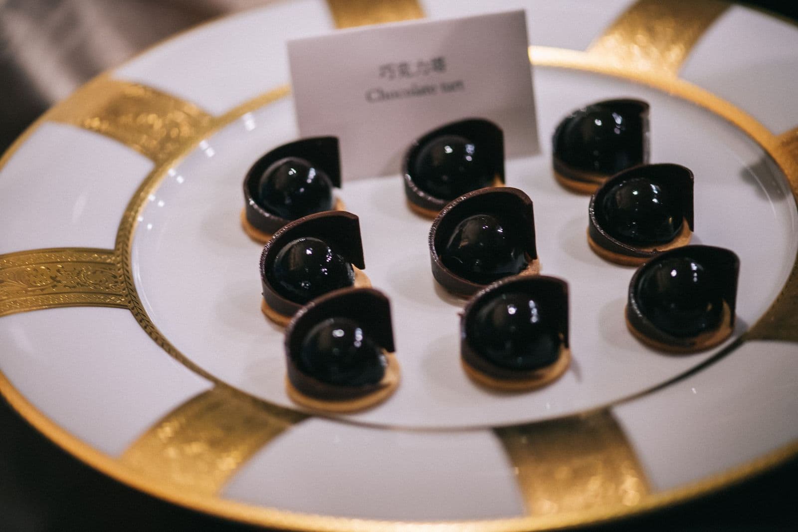 Chocolate tarts on a plate